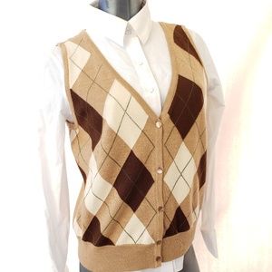 Talbots Petite Wms L Itl Merino Wool Buttoned Vest